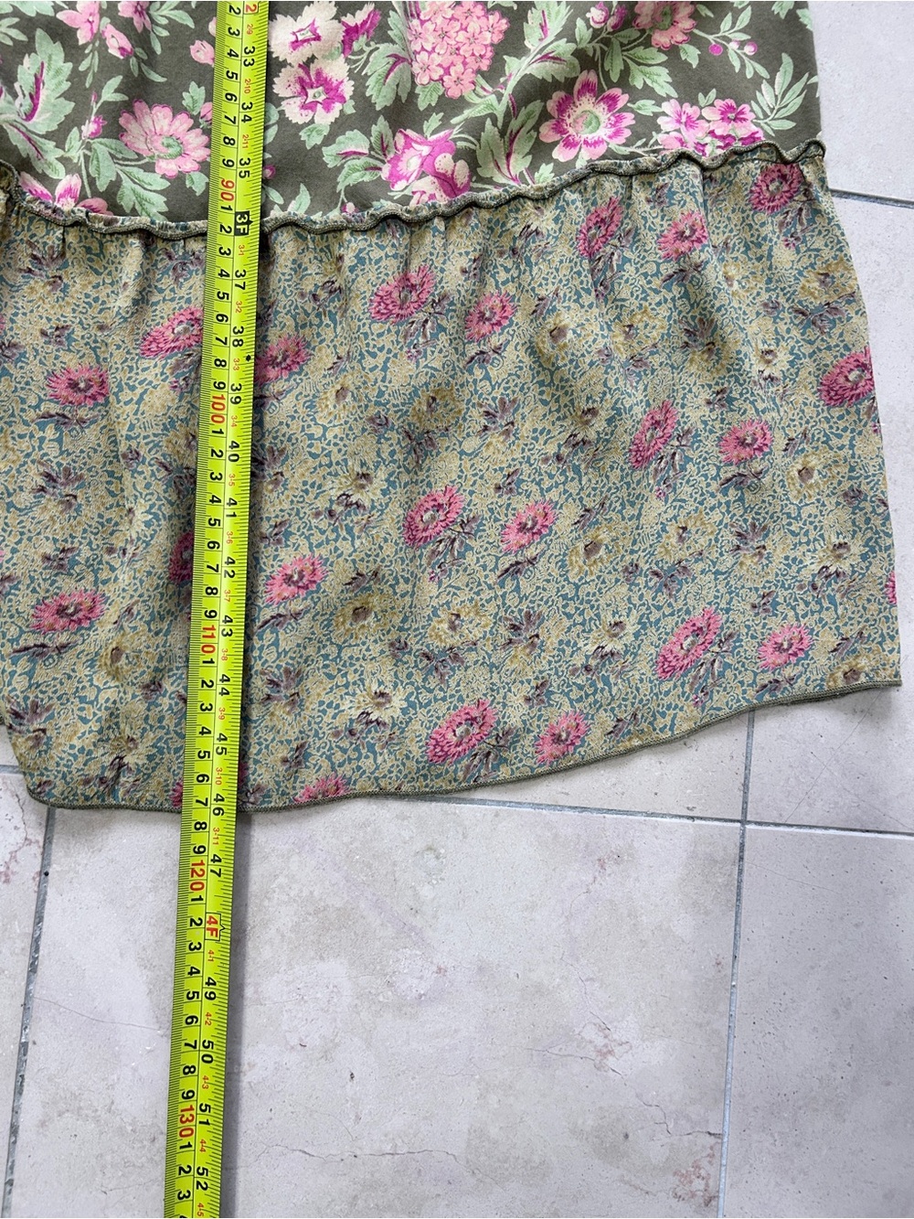 April Cornell Women’s XL Olive Pink Floral Tiered Patchwork Pintuck Maxi Dress - Picture 11 of 14
